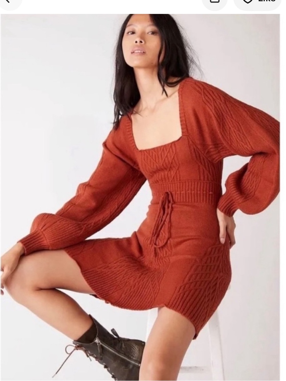 Free People Emmaline Mini Sweater Dress in Rust size S NWT